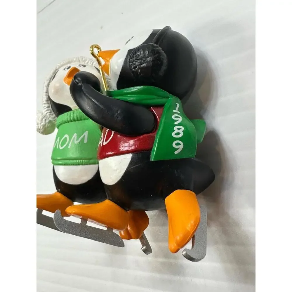 Hallmark Keepsake Mom & Dad‎ Skating Penguins 1989 Christmas Ornament